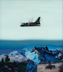 Paysage moderne (navette spatiale en feu)